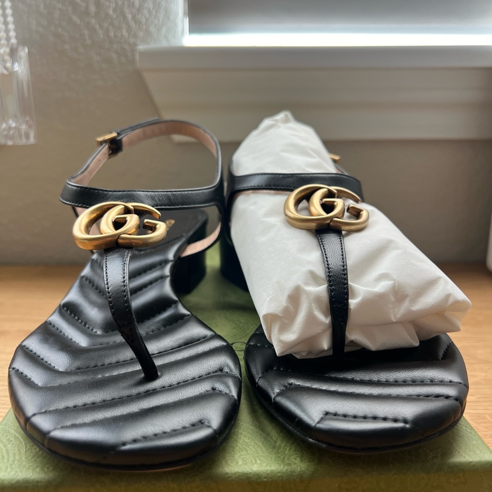 Gucci Double GG Marmont Slingback Sandals